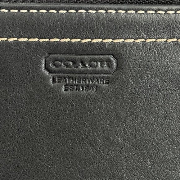 Coach Mini Skinny Case Key Ring Black Leather Zipper VTG Side Pocket - Picture 2 of 7